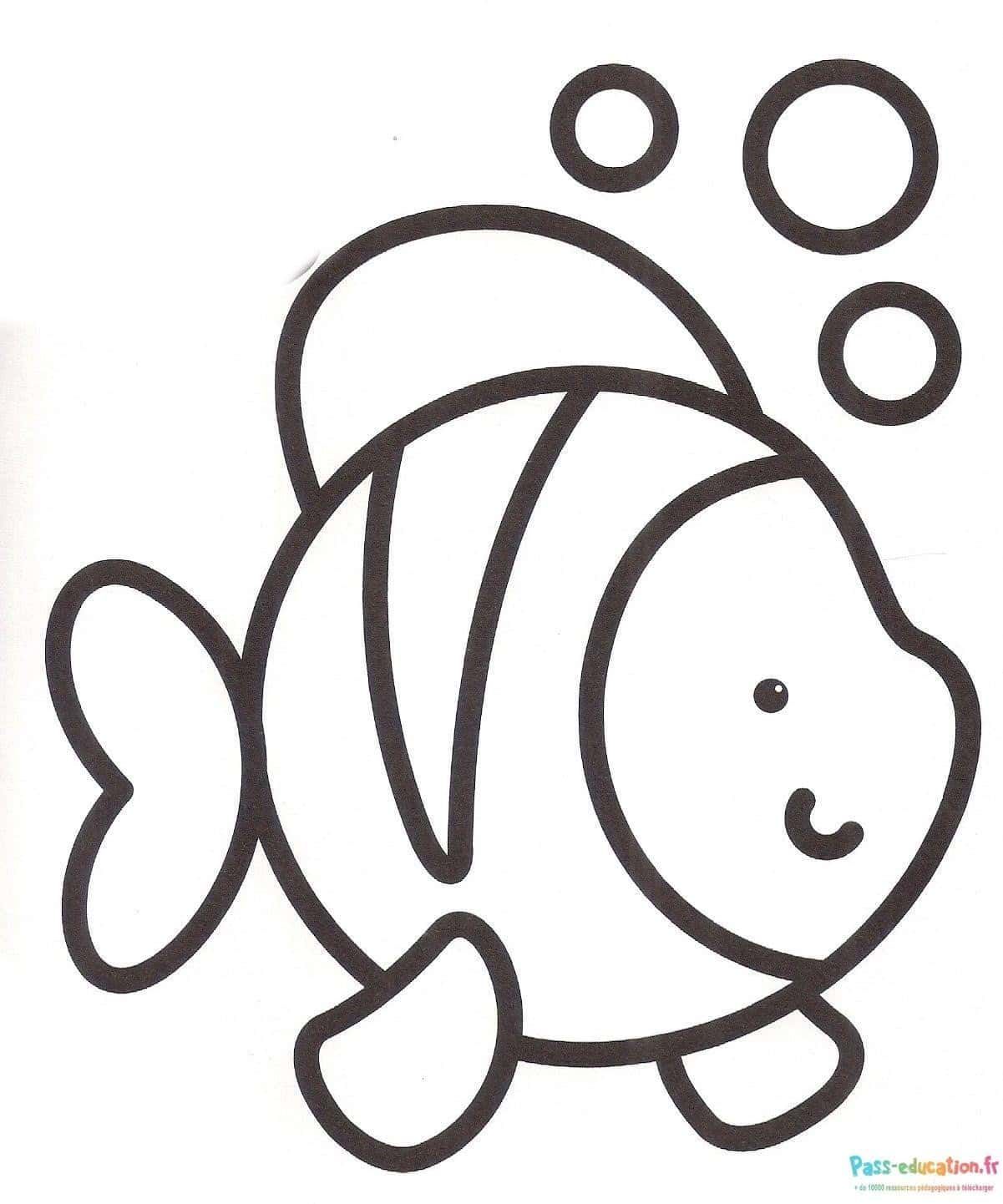 Coloriage Poisson souriant à imprimer et colorier