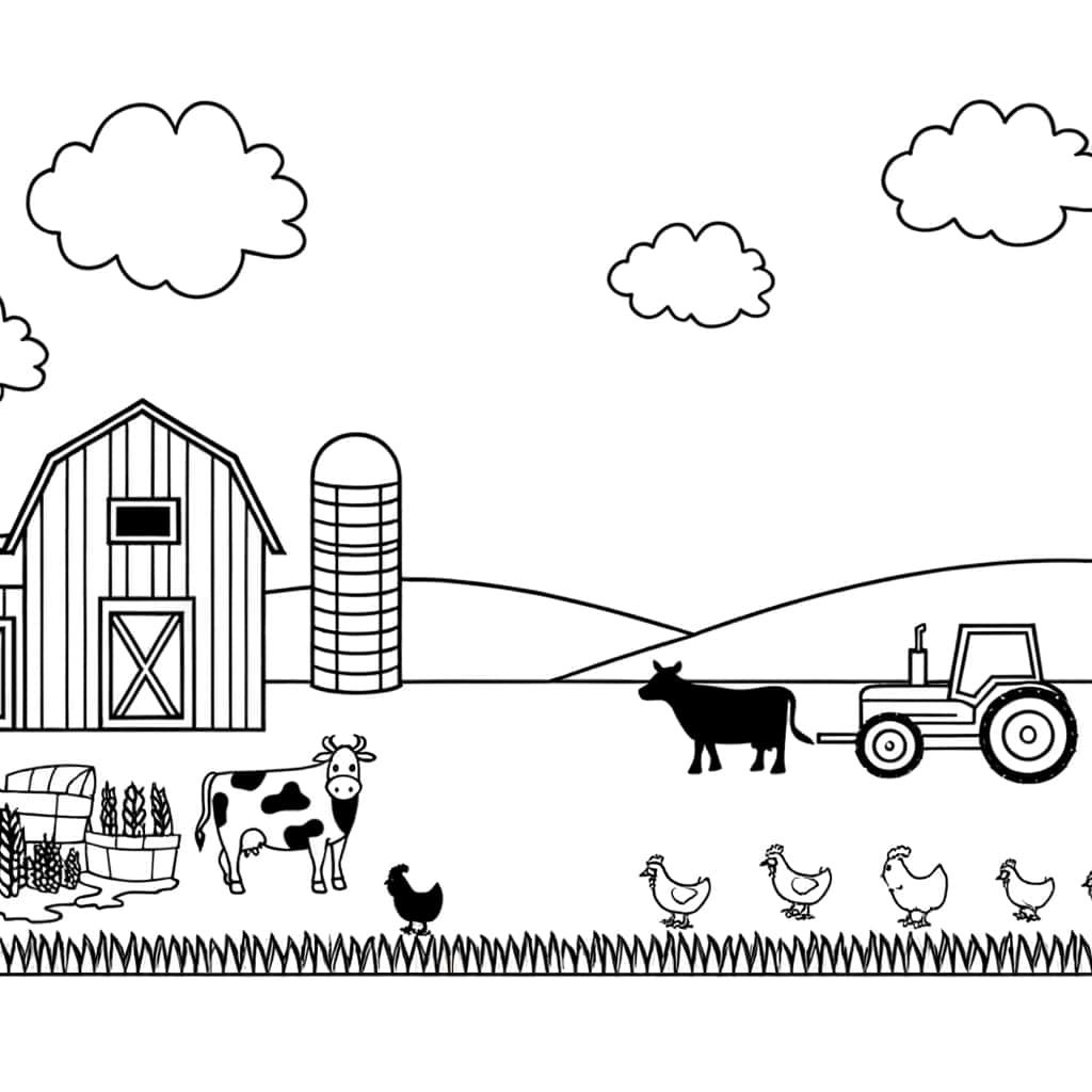 Coloriage Ferme animée à imprimer et colorier