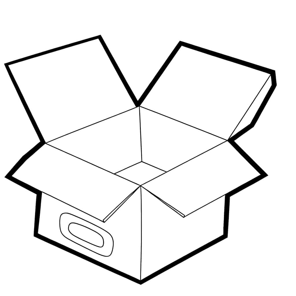 Coloriage Boîte en carton ouverte à imprimer et colorier