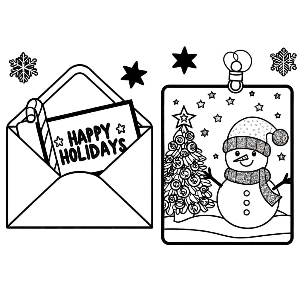 Coloriage Carte de vœux festive à imprimer et colorier