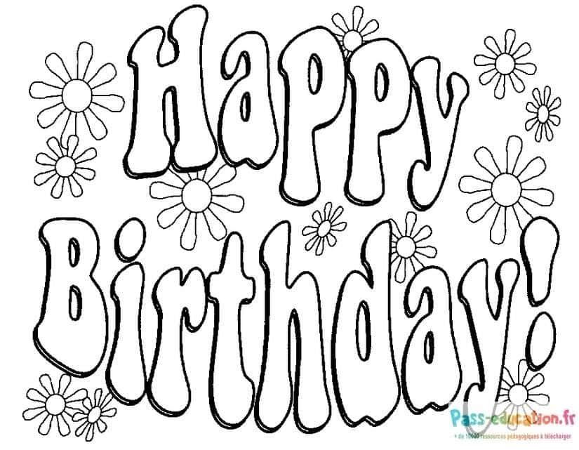 Coloriage Joyeux Anniversaire à imprimer et colorier