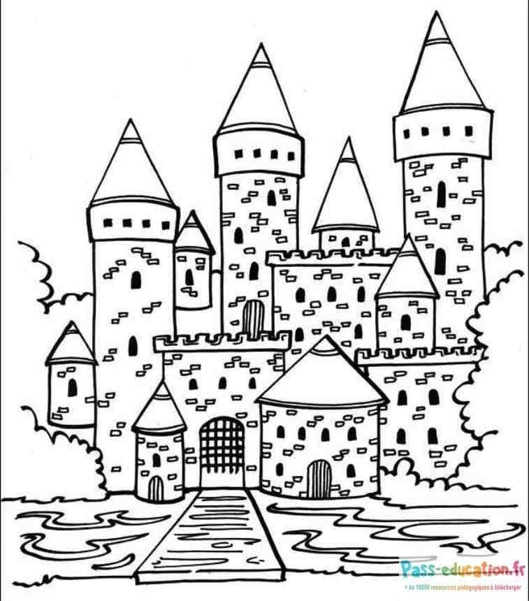 Coloriage Château fort à imprimer et colorier