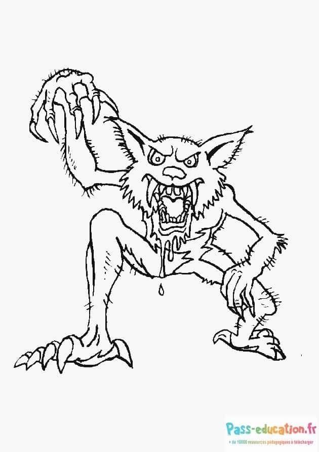 Coloriage Loup-garou féroce à imprimer et colorier