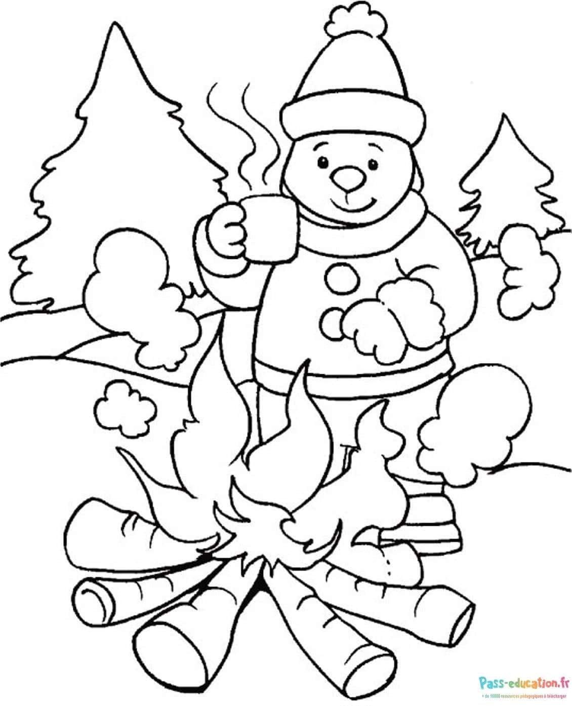 Coloriage Hiver joyeux à imprimer et colorier