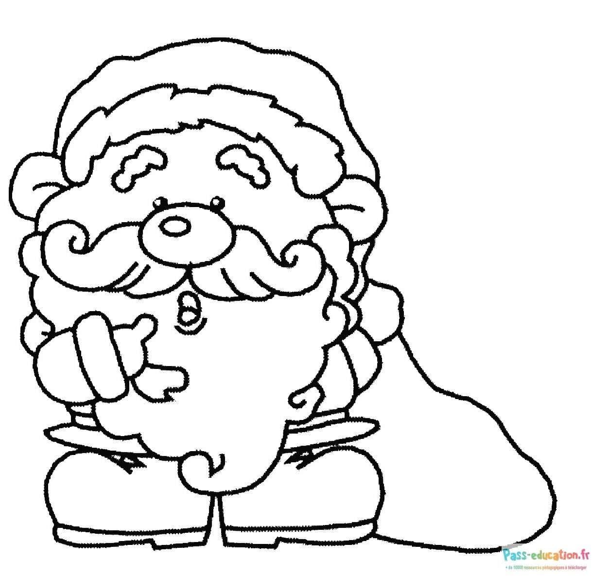 Coloriage Père Noël joyeux à imprimer et colorier