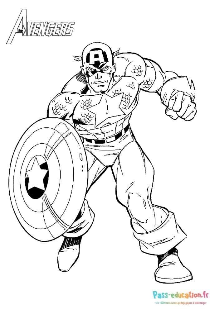 Coloriage Capitaine bouclier à imprimer et colorier