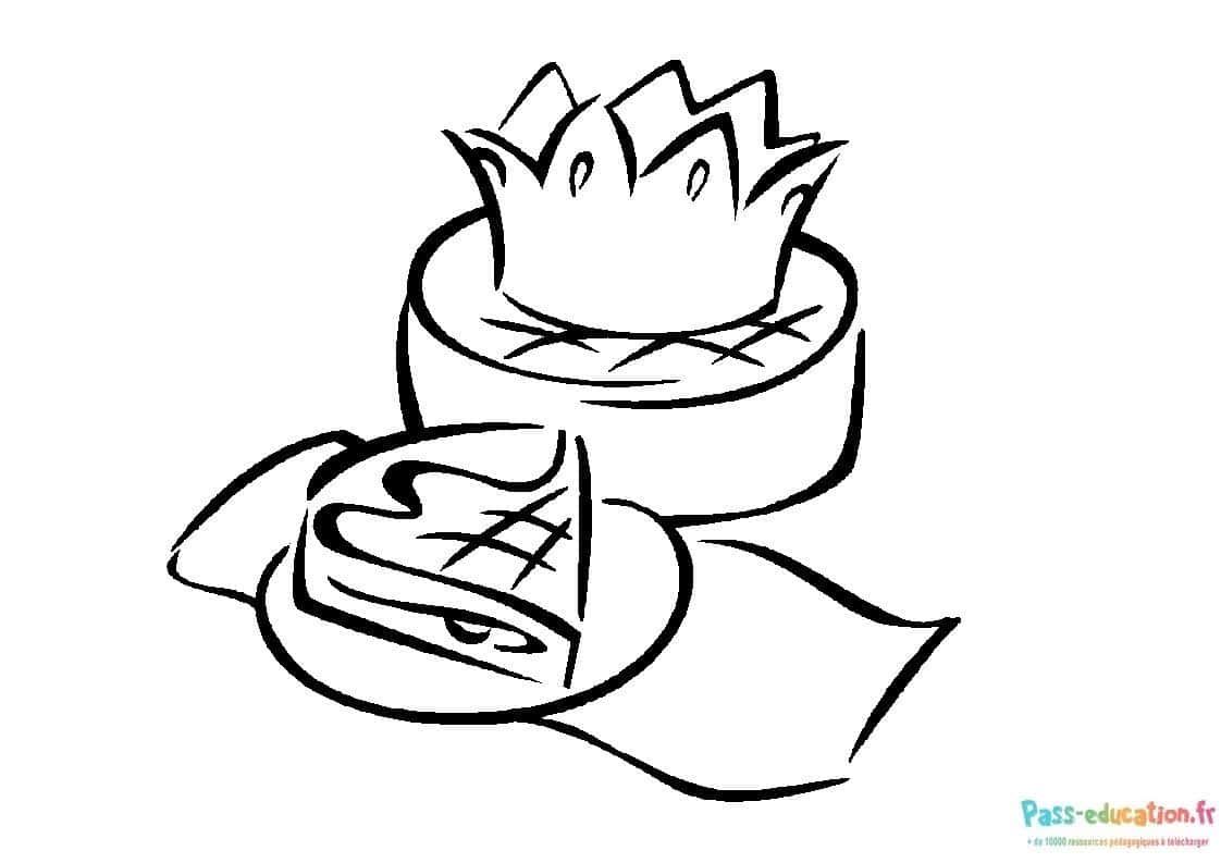 Coloriage Galette et couronne à imprimer et colorier