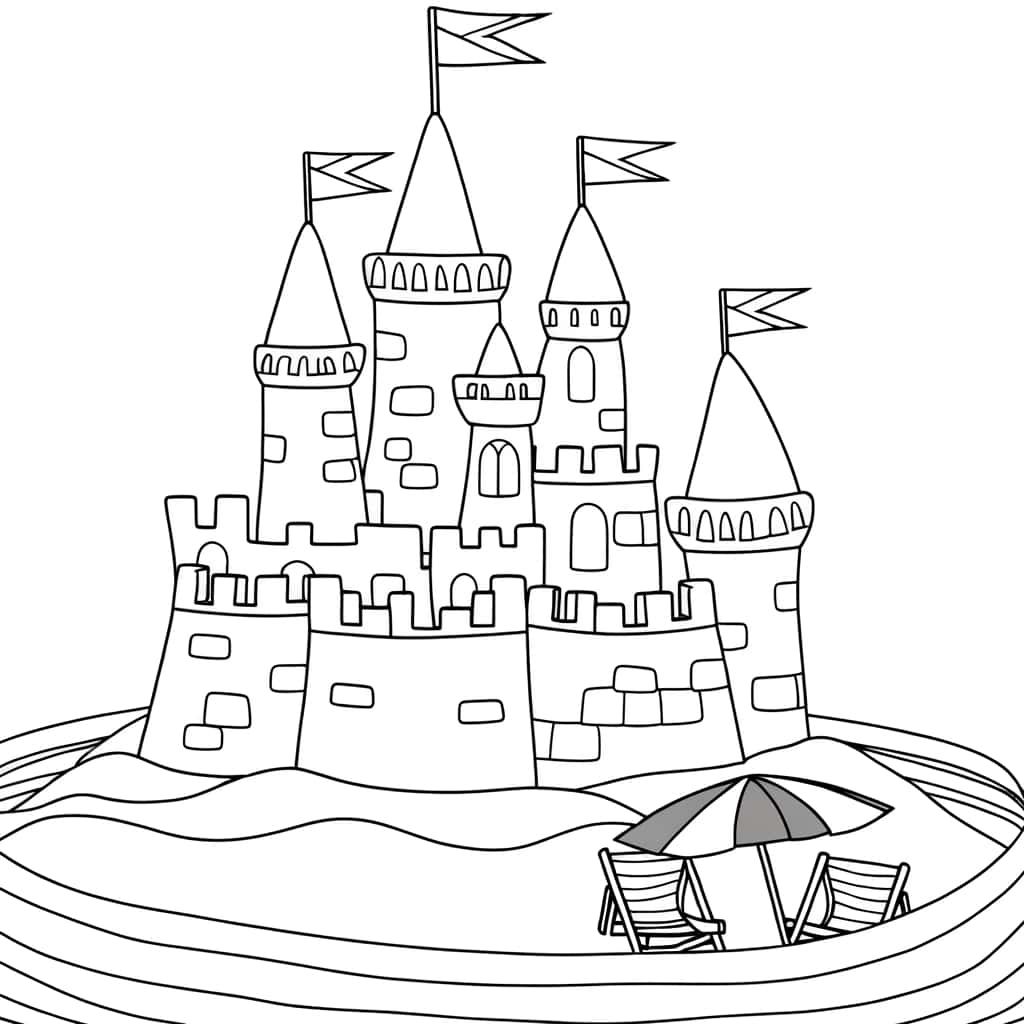 Coloriage Château de sable à imprimer et colorier