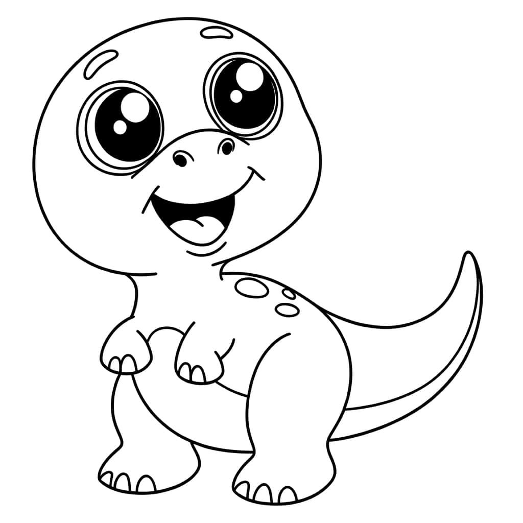 Coloriage Dinosaure souriant à imprimer et colorier