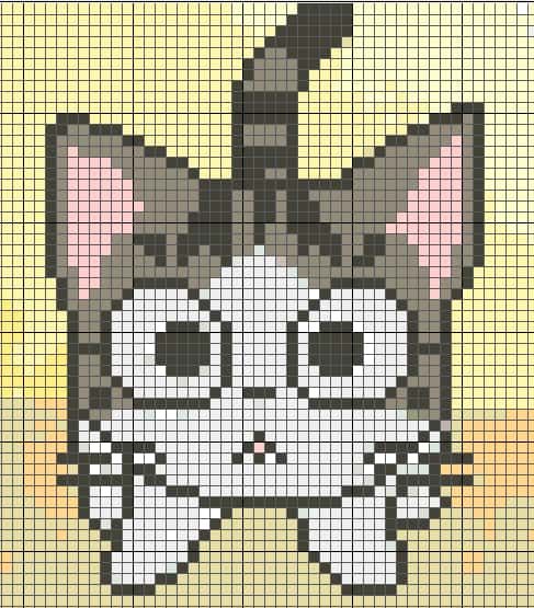 Coloriage Chat pixel à imprimer et colorier