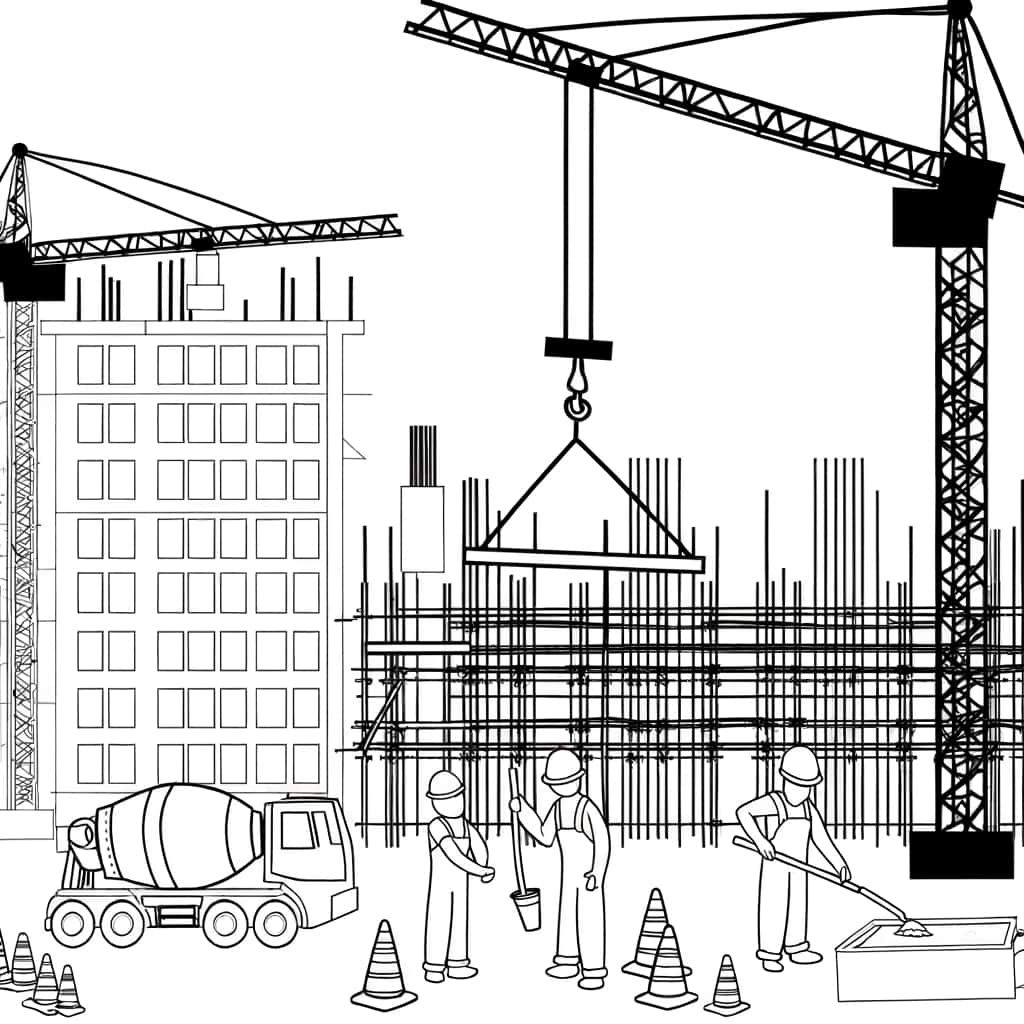 Coloriage Chantier en construction à imprimer et colorier