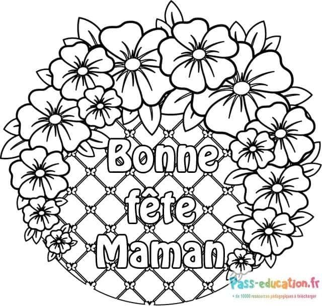 Coloriage Bonne fête Maman à imprimer et colorier