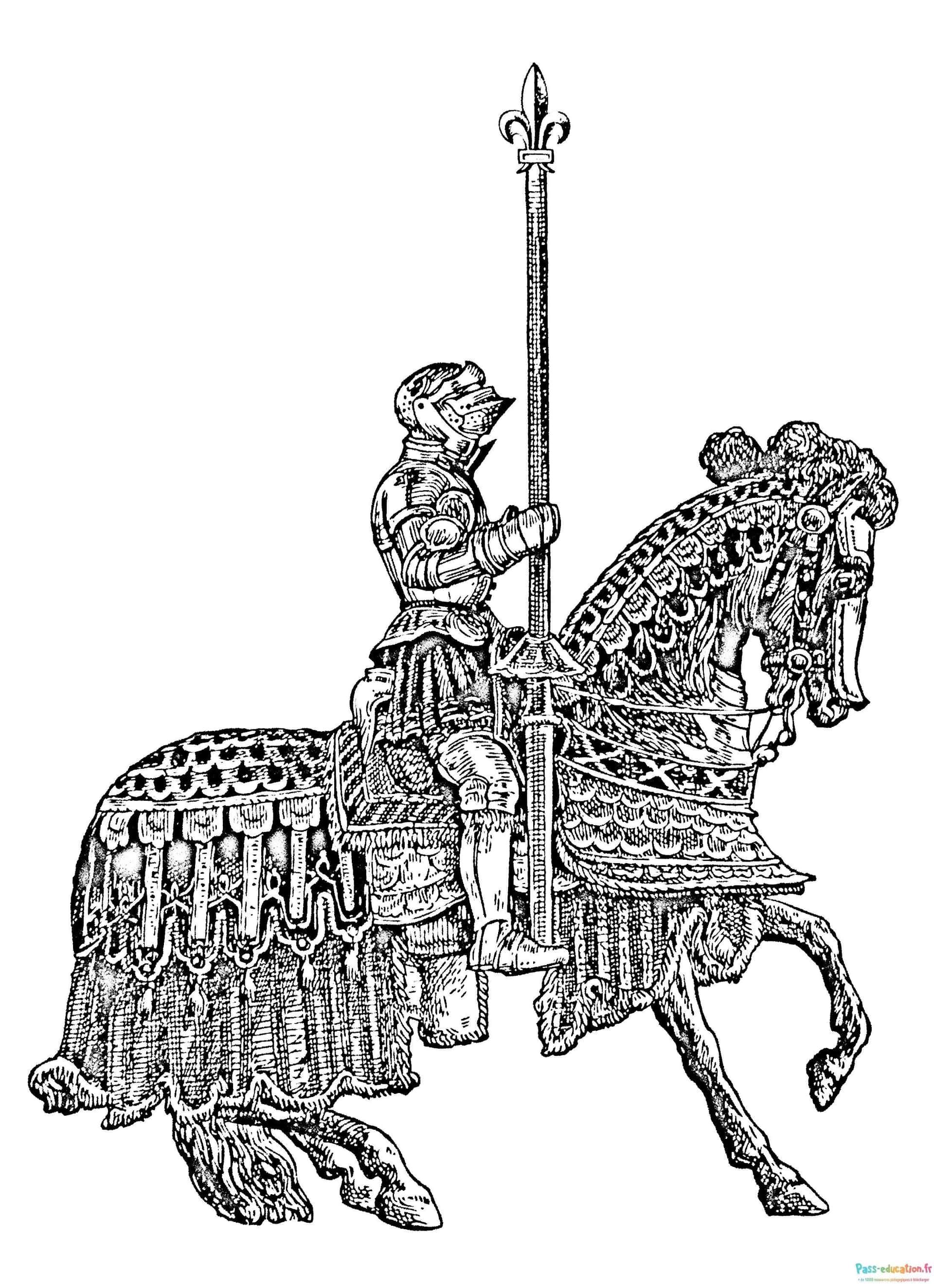 Coloriage Chevalier à la lance à imprimer et colorier