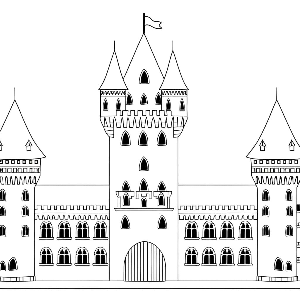 Coloriage Château fort médiéval à imprimer et colorier
