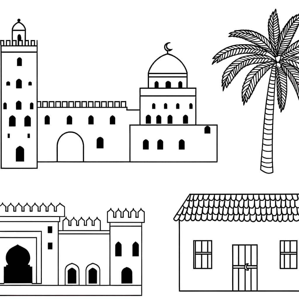 Coloriage Algerie en illustrations à imprimer et colorier