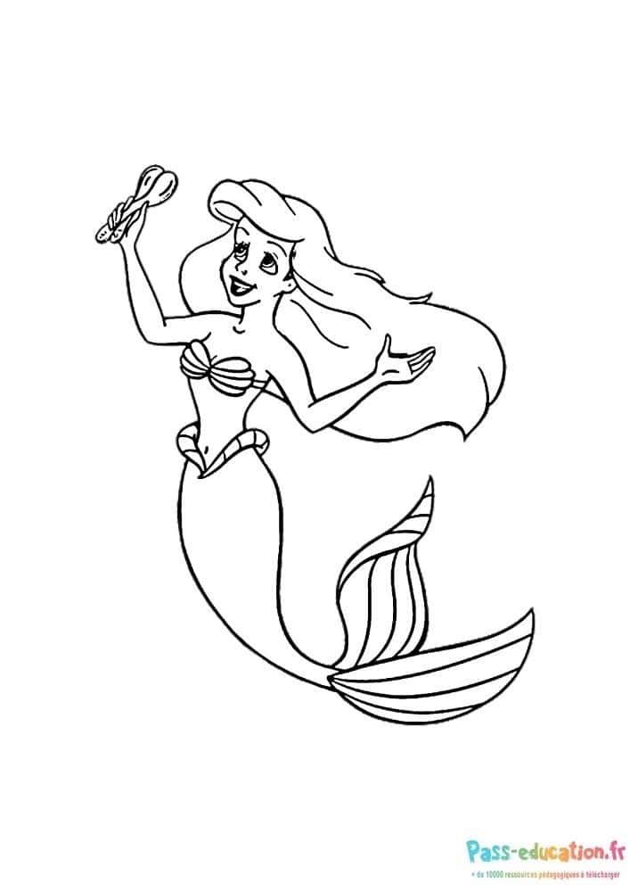 Coloriage Sirène joyeuse à imprimer et colorier