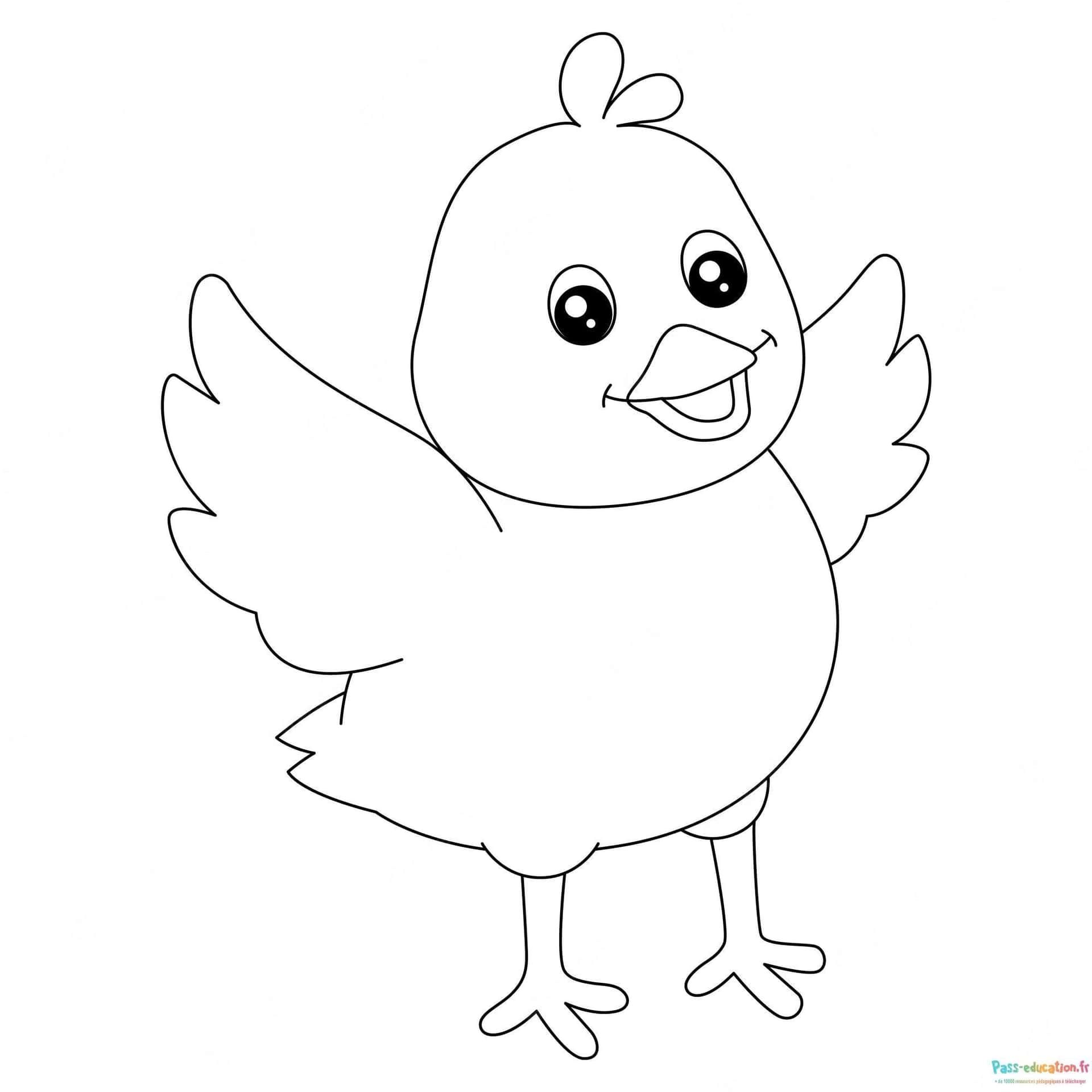 Coloriage Poussin joyeux à imprimer et colorier