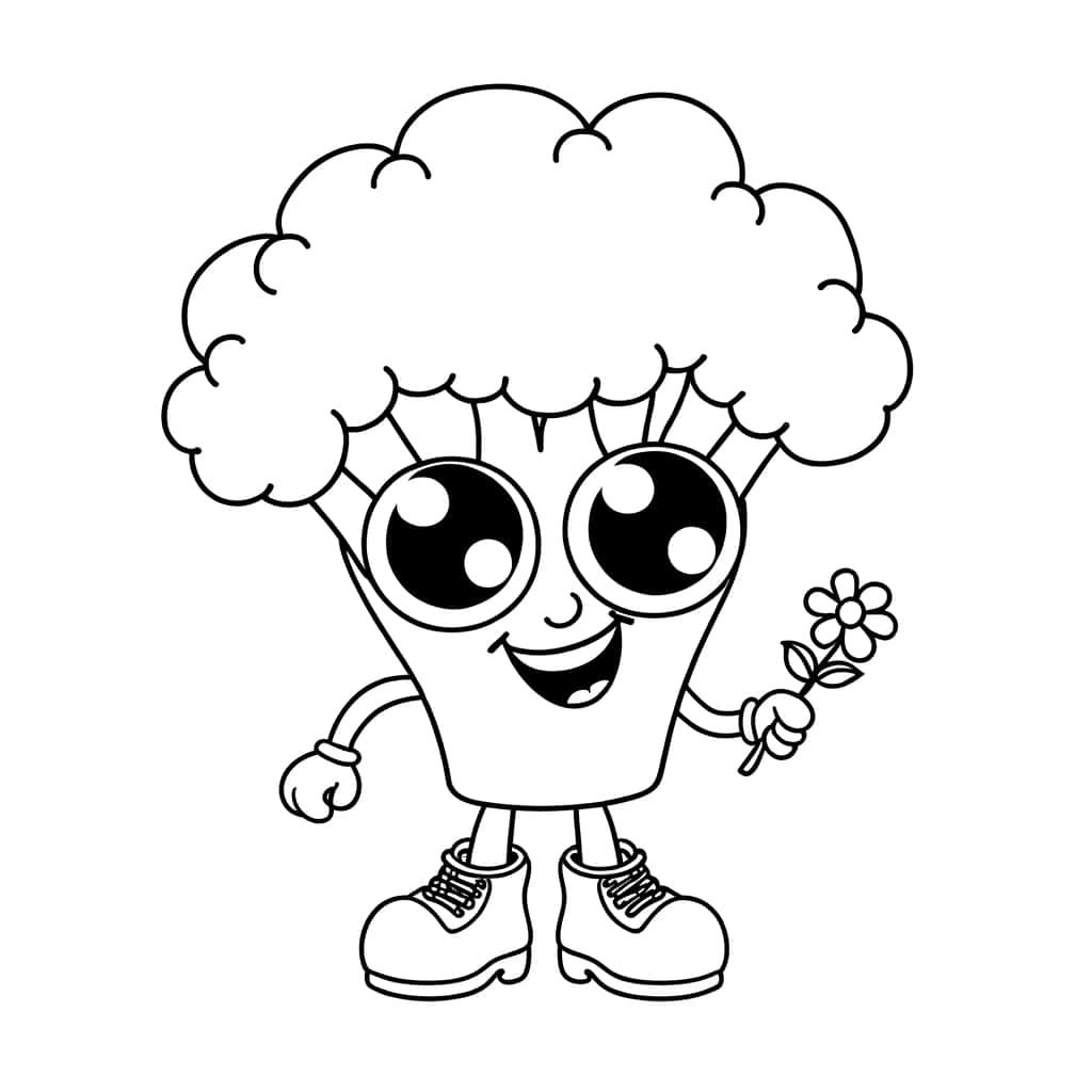 Coloriage Brocoli rigolo à imprimer et colorier