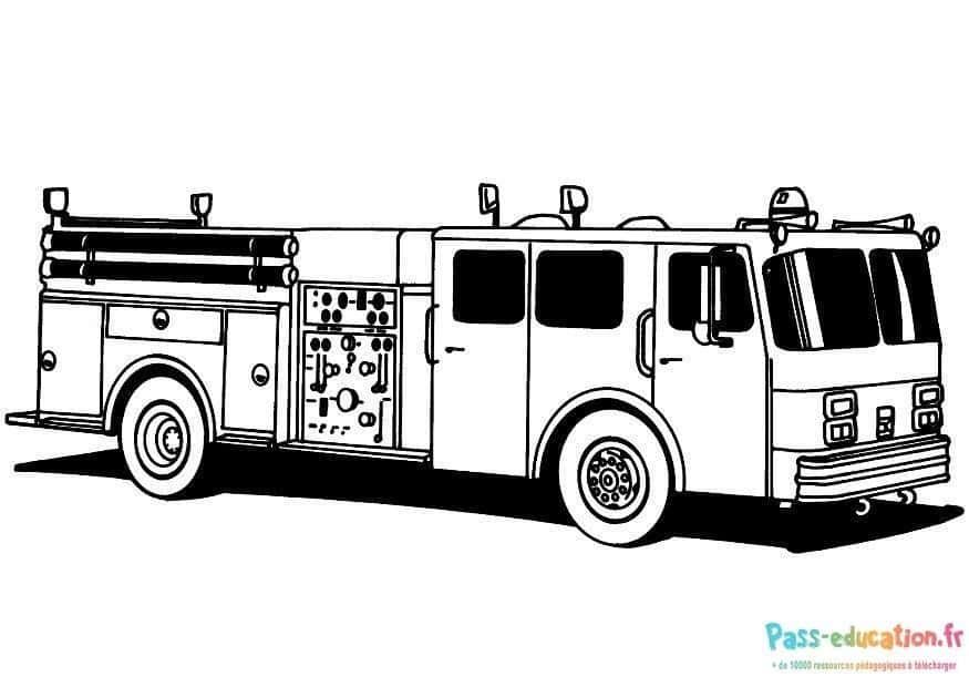 Coloriage Camion de pompier à imprimer et colorier