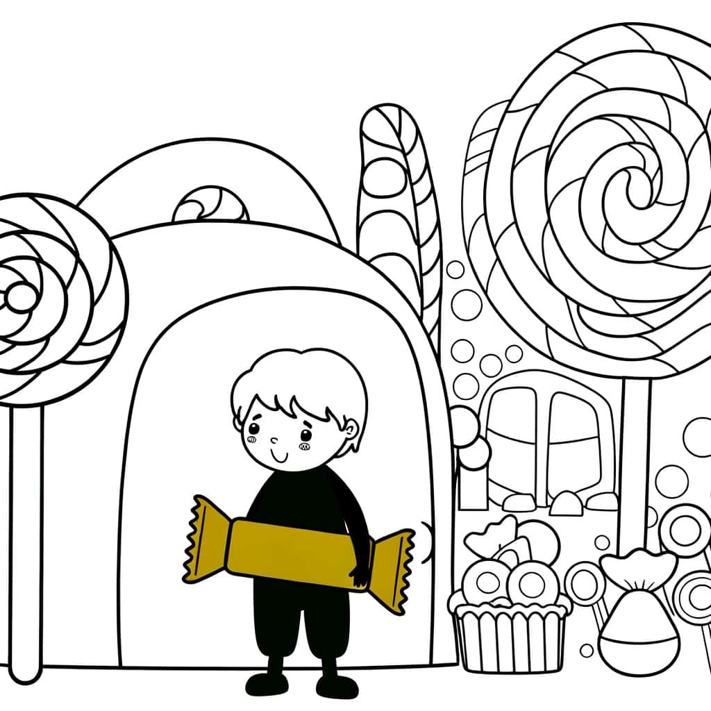 Coloriage Maison bonbons à imprimer et colorier