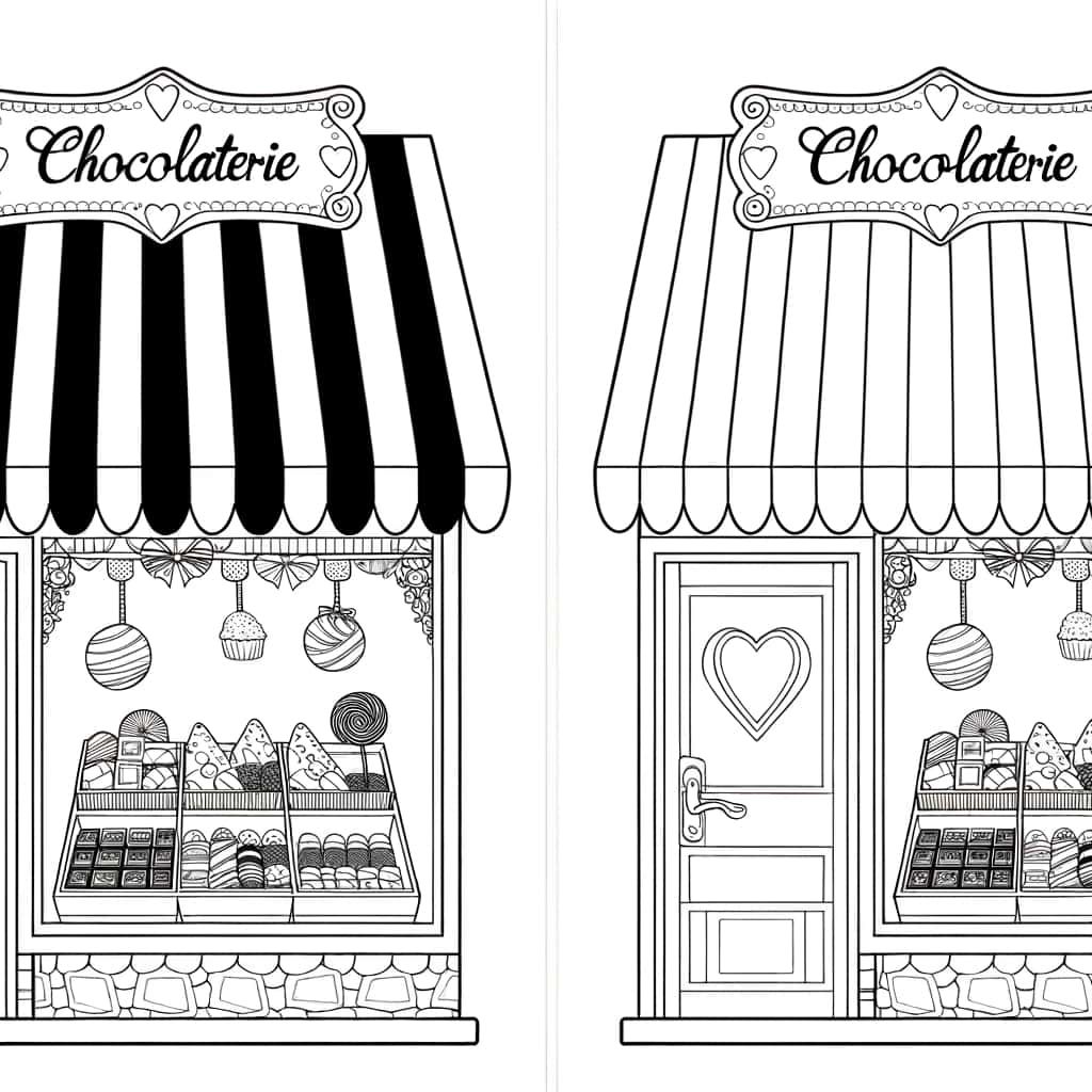 Coloriage Boutique de chocolat à imprimer et colorier