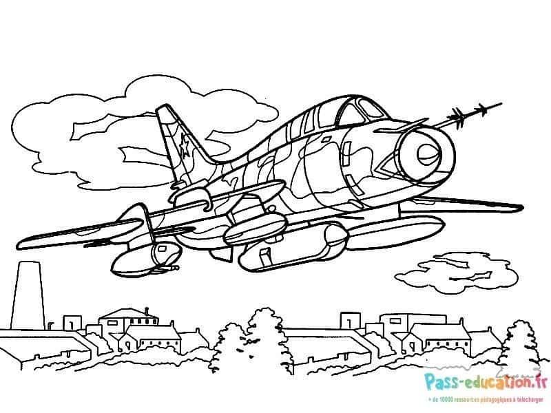 Coloriage Avion de combat à imprimer et colorier