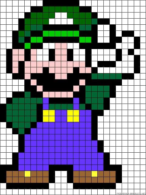 Coloriage Luigi Pixel Art à imprimer et colorier