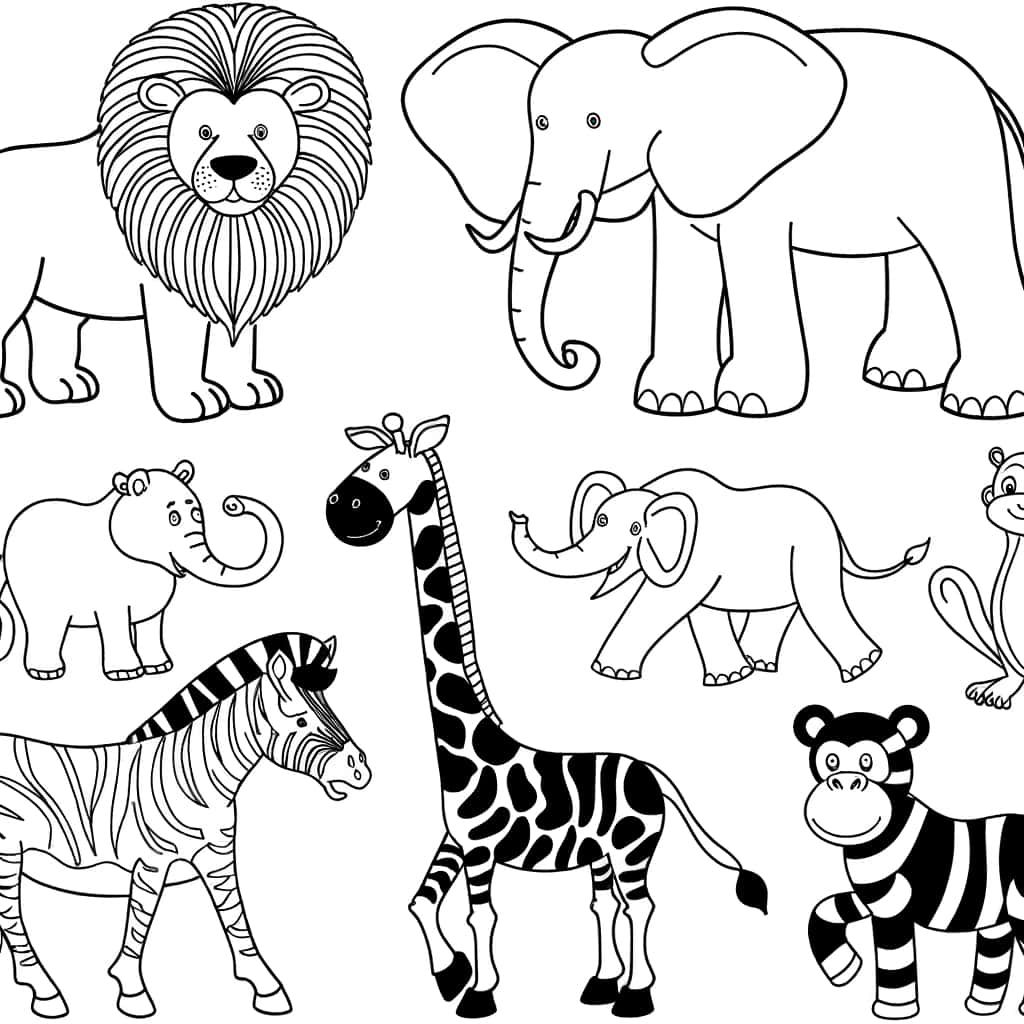 Coloriage Animaux du zoo à imprimer et colorier