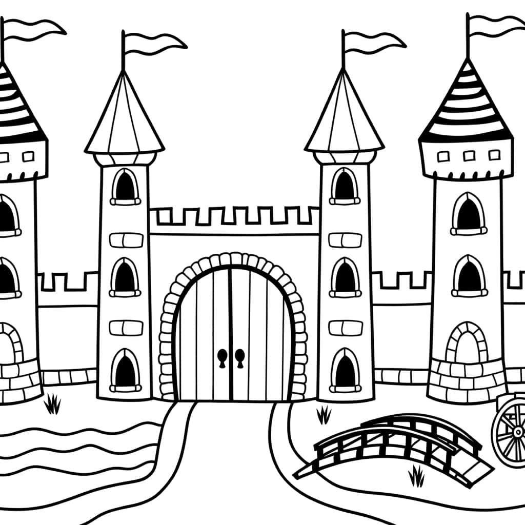 Coloriage Château médiéval à imprimer et colorier