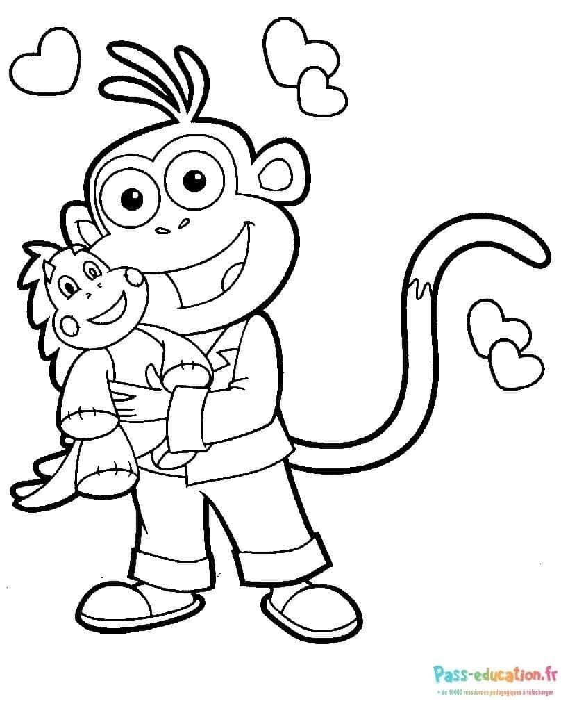 Coloriage Boots et Dora à imprimer et colorier