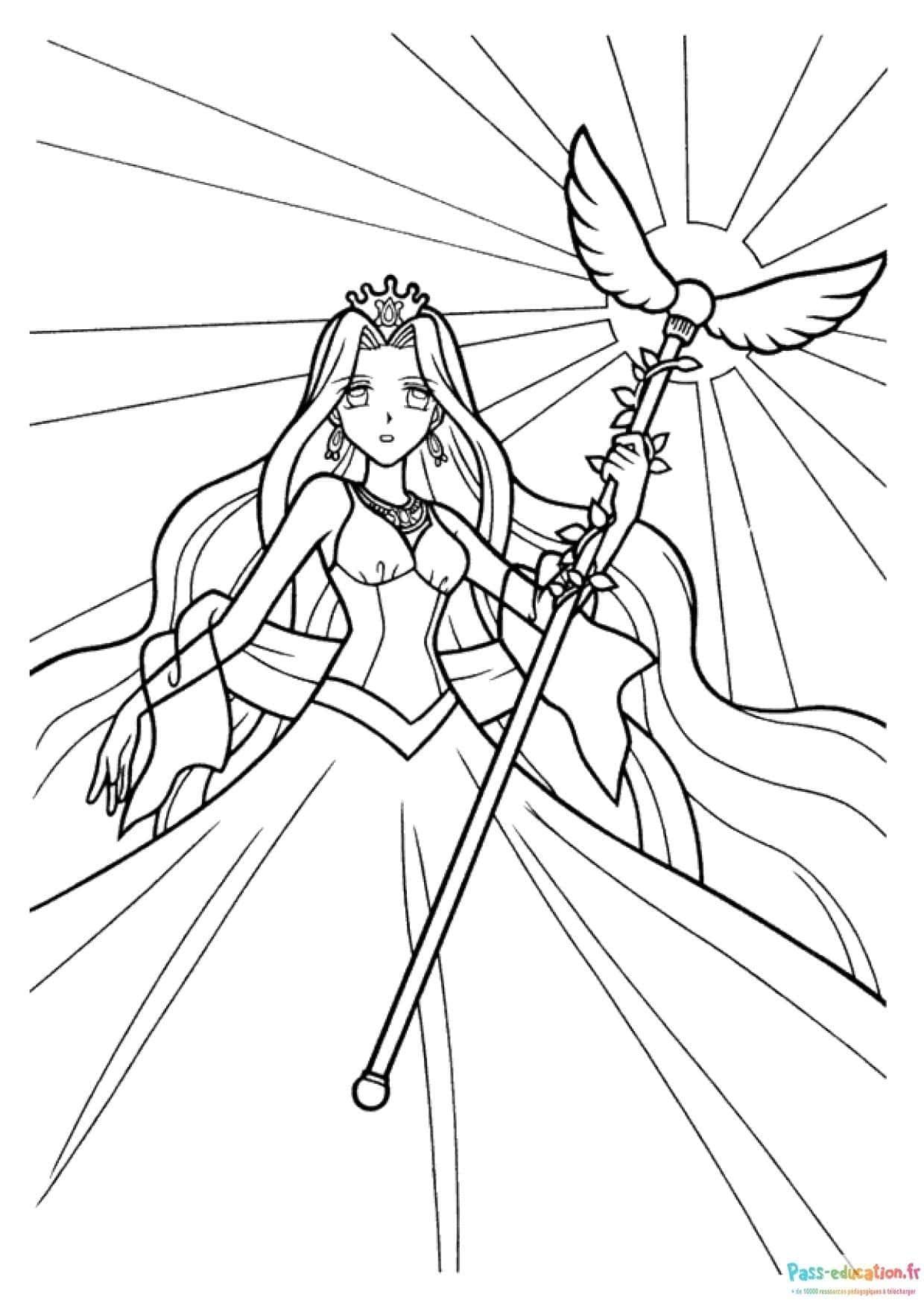 Coloriage Guerrière ailée à imprimer et colorier