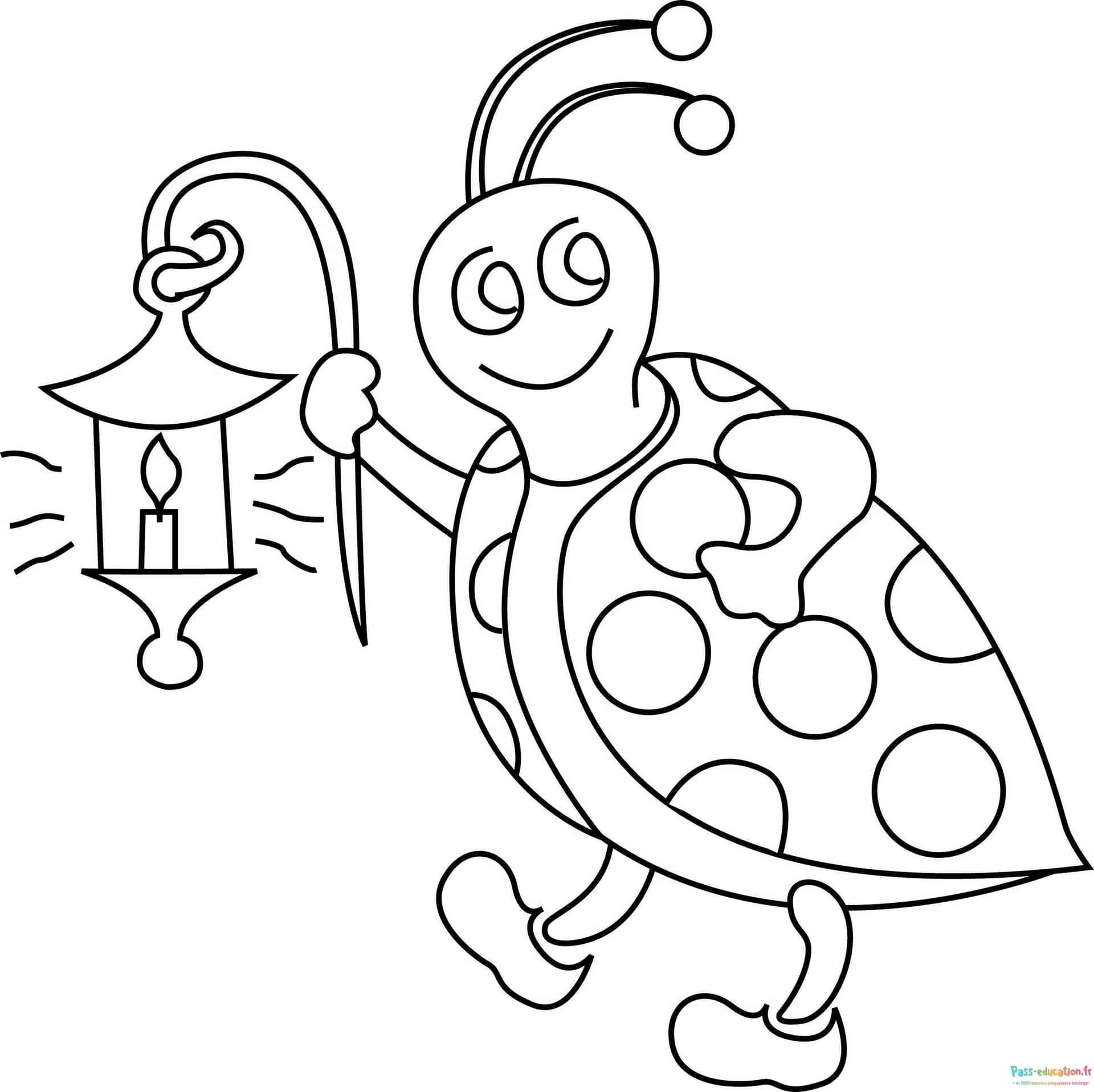 Coloriage Coccinelle lumineuse à imprimer et colorier