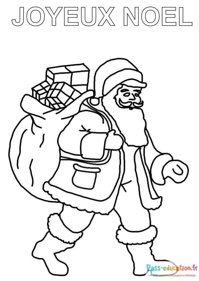 Coloriage Père Noël chargé à imprimer et colorier