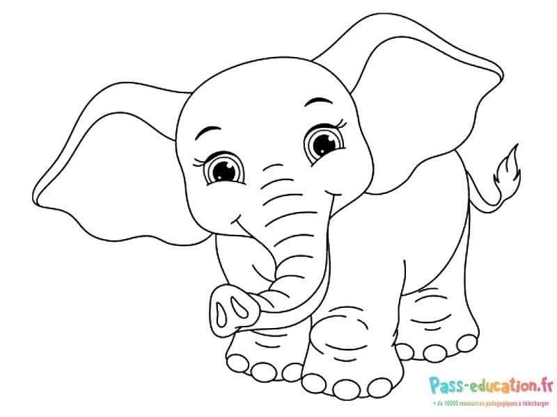 Coloriage Éléphant joyeux à imprimer et colorier