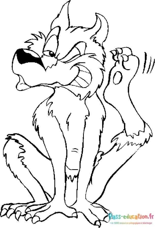Coloriage Loup-garou menaçant à imprimer et colorier