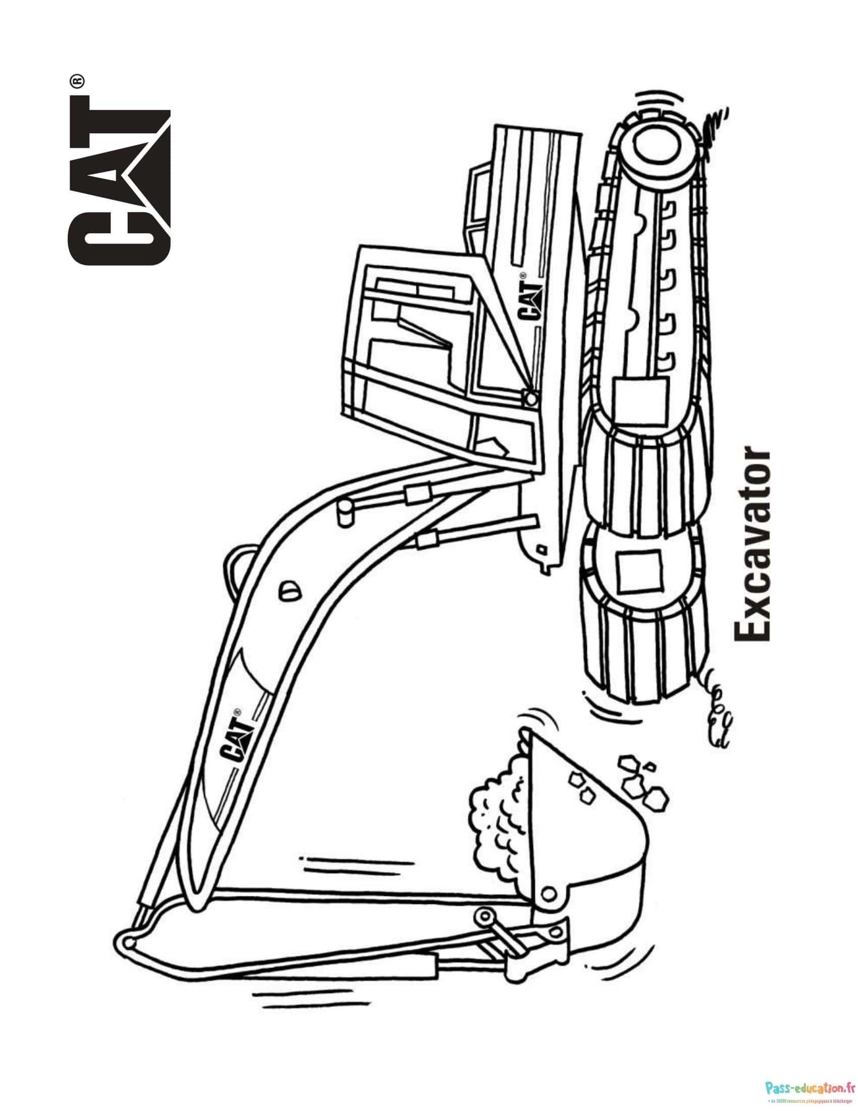 Coloriage Excavatrice CAT à imprimer et colorier