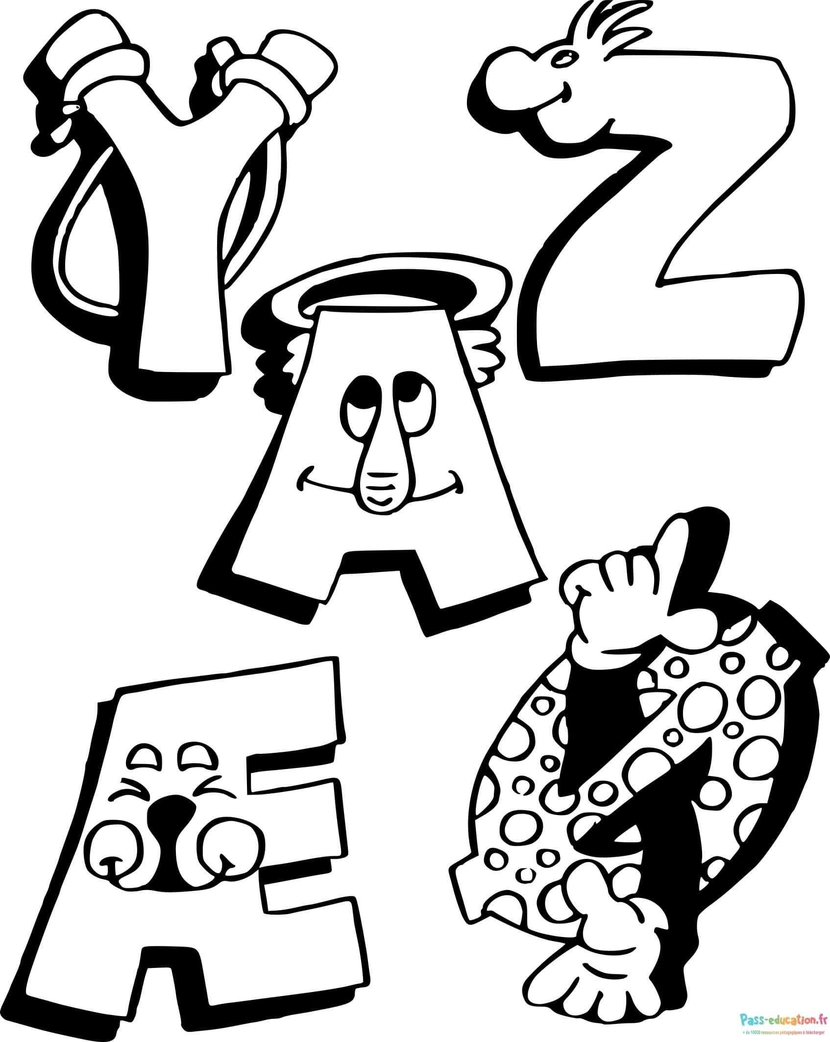 Coloriage Alphabet animé à imprimer et colorier