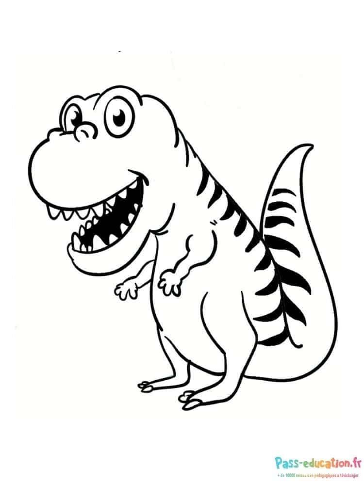 Coloriage Dinosaure souriant à imprimer et colorier