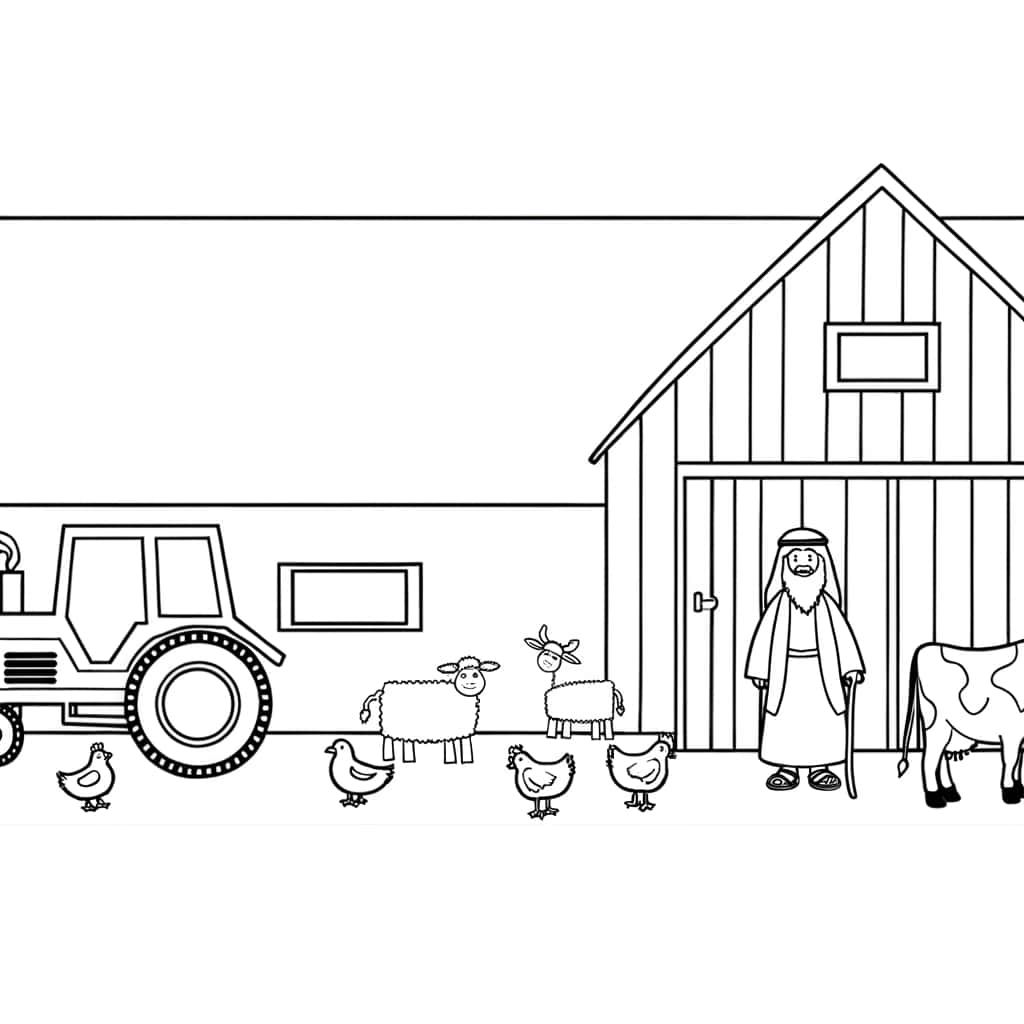 Coloriage Ferme avec animaux à imprimer et colorier