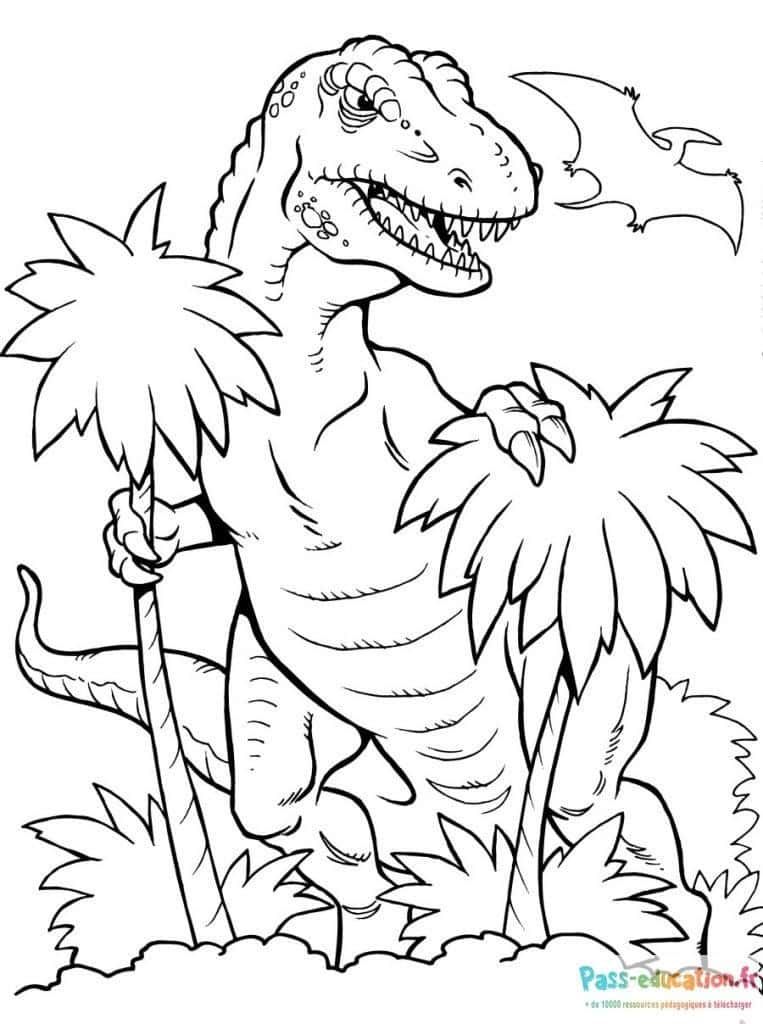 Coloriage Tyrannosaure préhistorique à imprimer et colorier