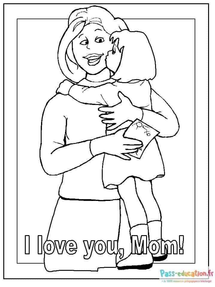 Coloriage Câlin avec maman à imprimer et colorier