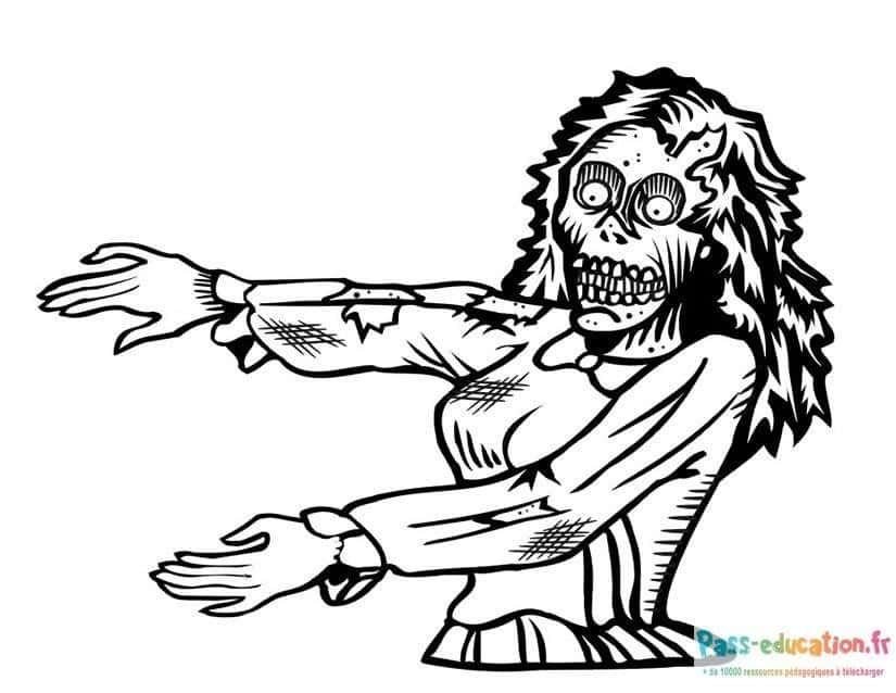 Coloriage Zombie effrayant à imprimer et colorier