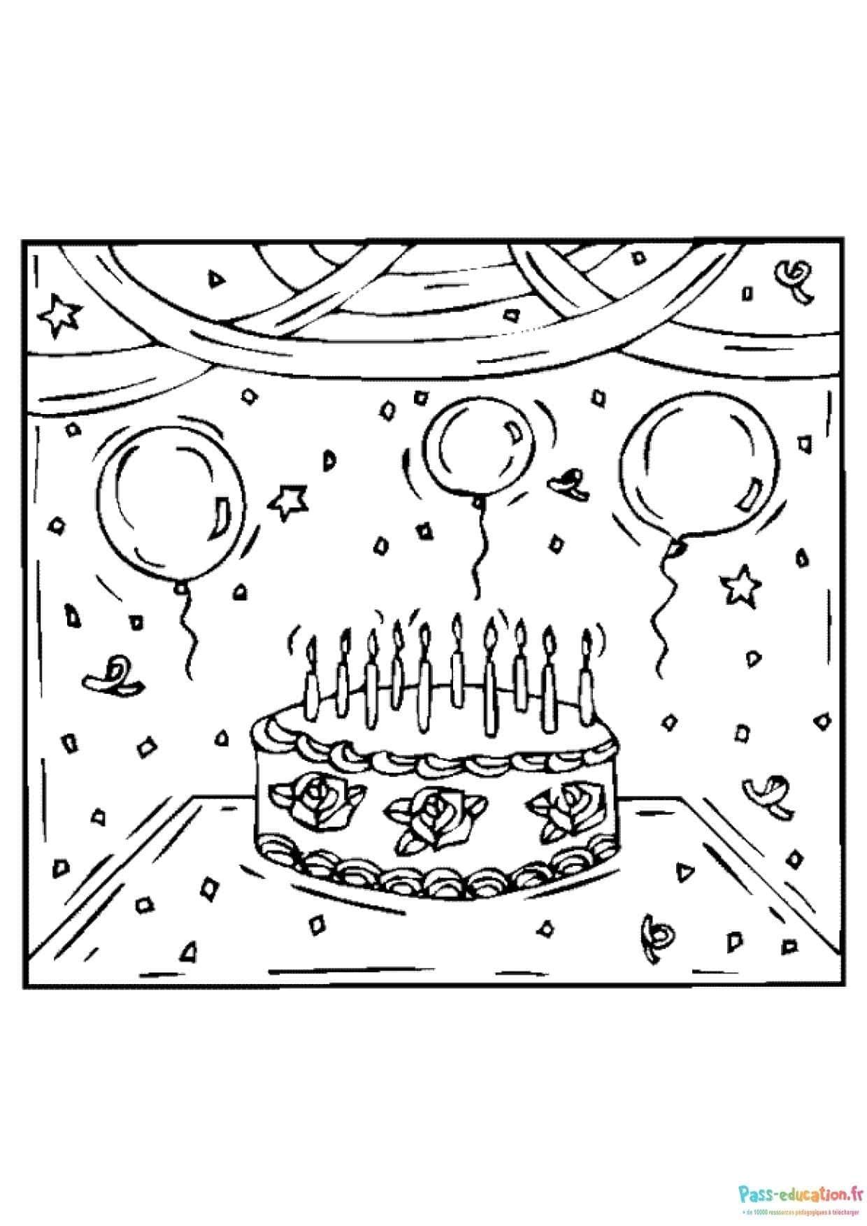 Coloriage Fête d'anniversaire à imprimer et colorier