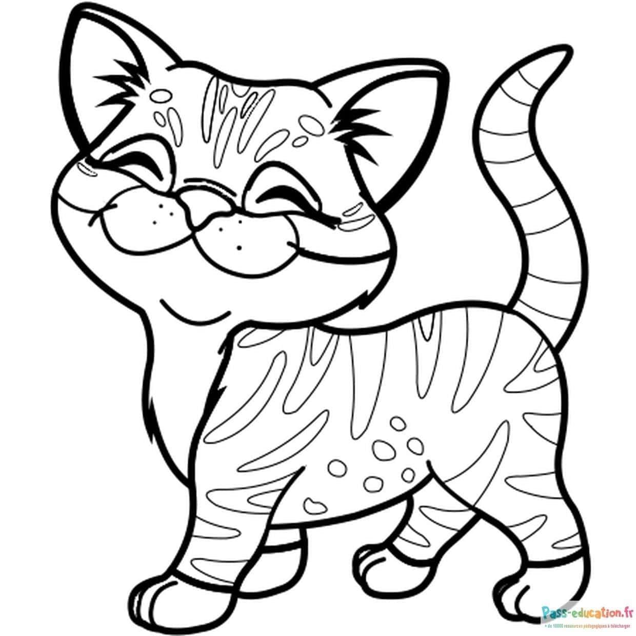 Coloriage Chat souriant à imprimer et colorier