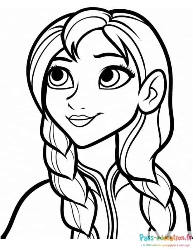 Coloriage Anna tresses élégantes à imprimer et colorier