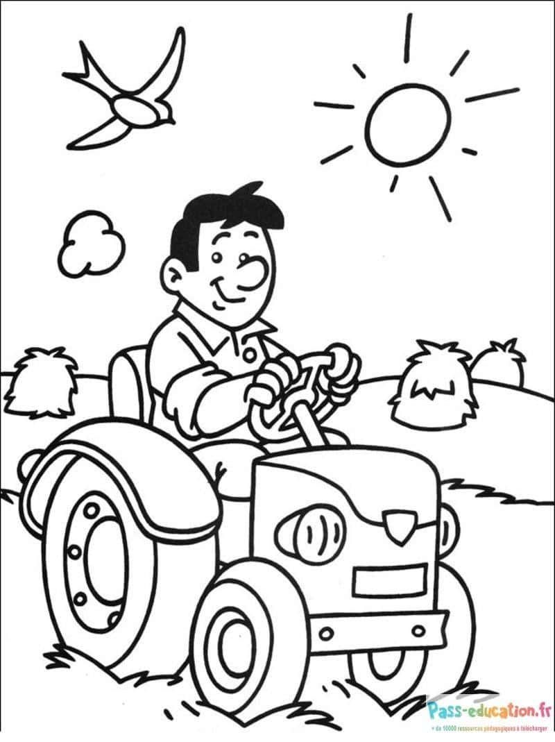 Coloriage Conduite à la ferme à imprimer et colorier