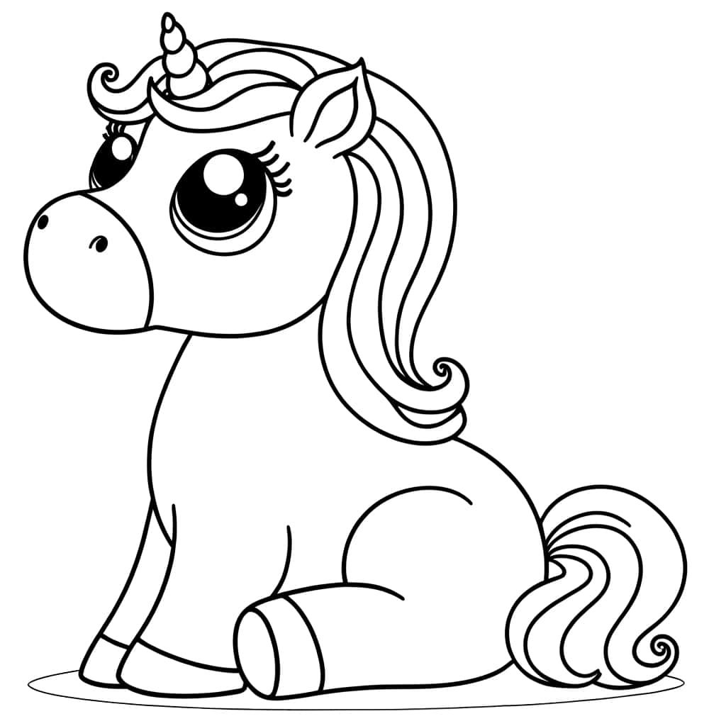 Coloriage Bébé licorne à imprimer et colorier