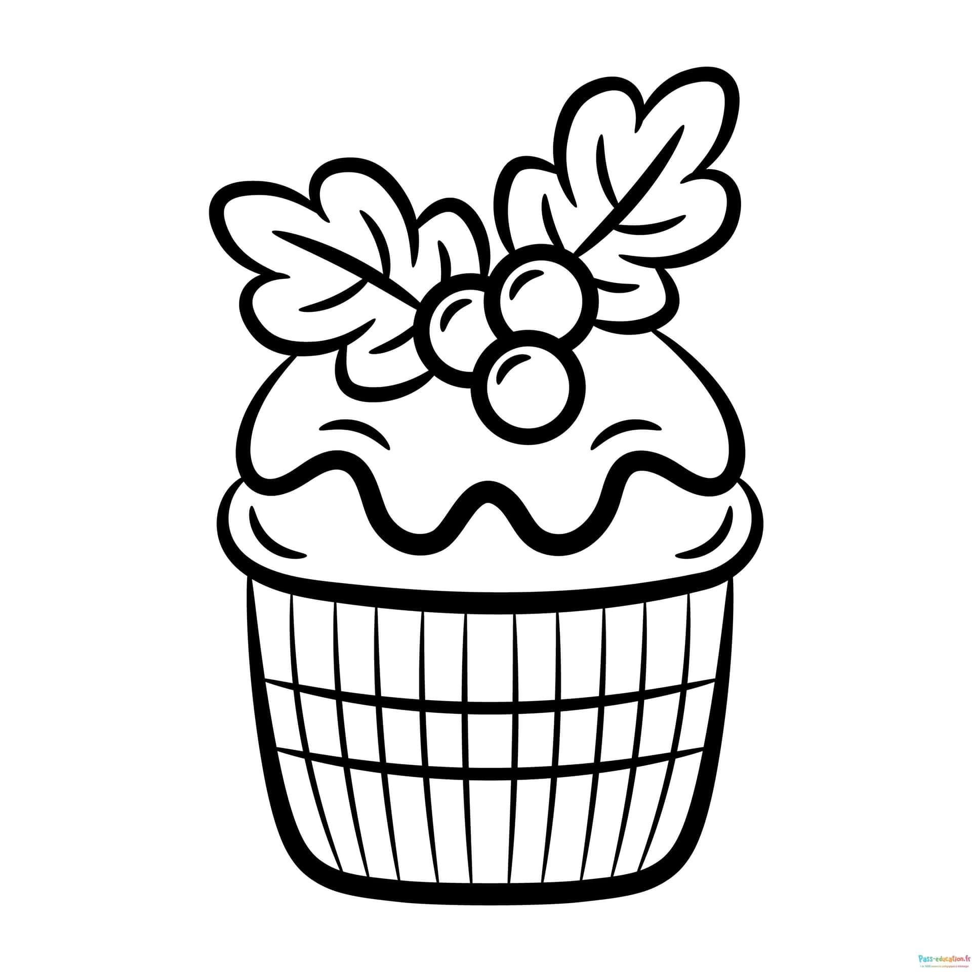 Coloriage Cupcake aux myrtilles à imprimer et colorier