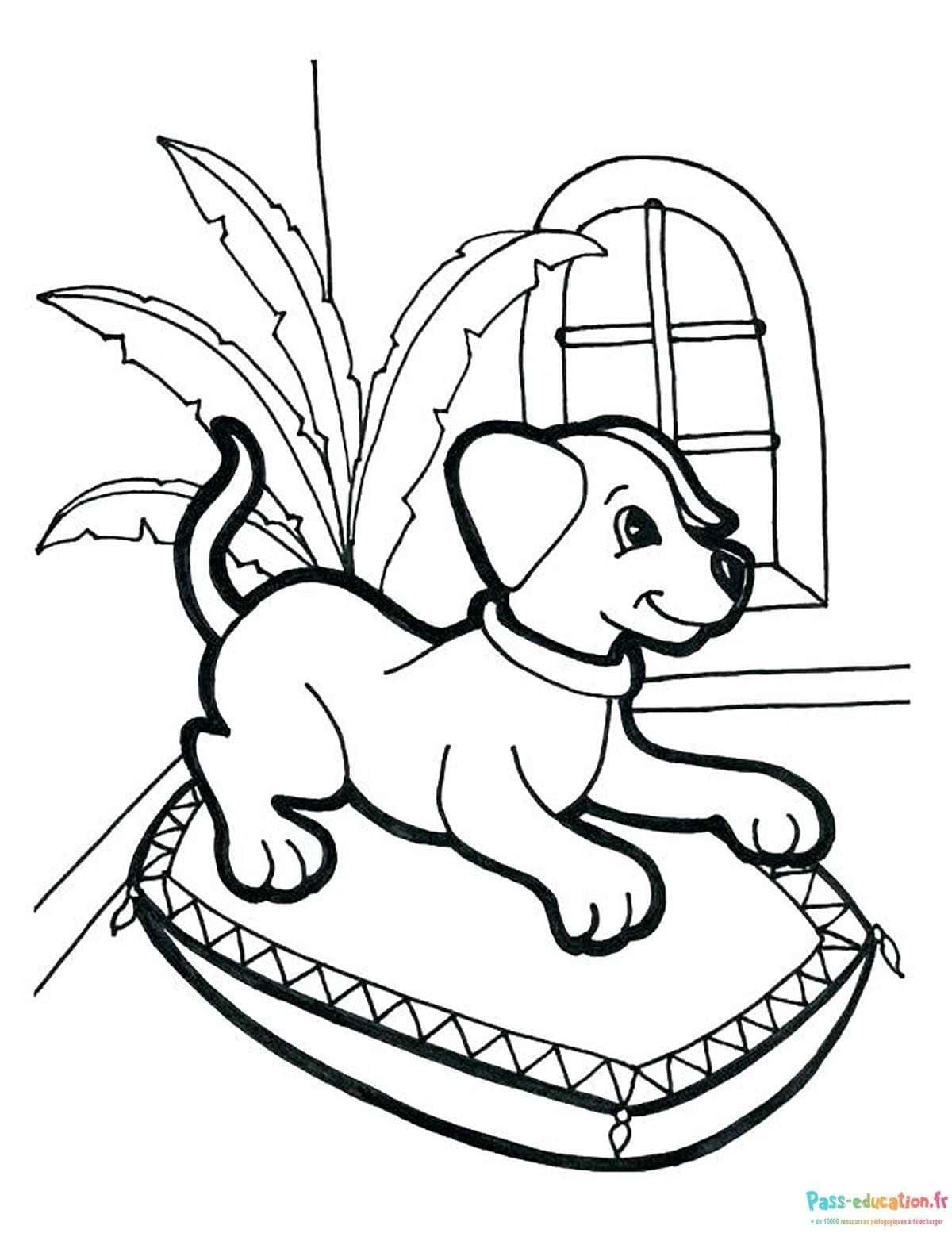 Coloriage Chiot joyeux à imprimer et colorier