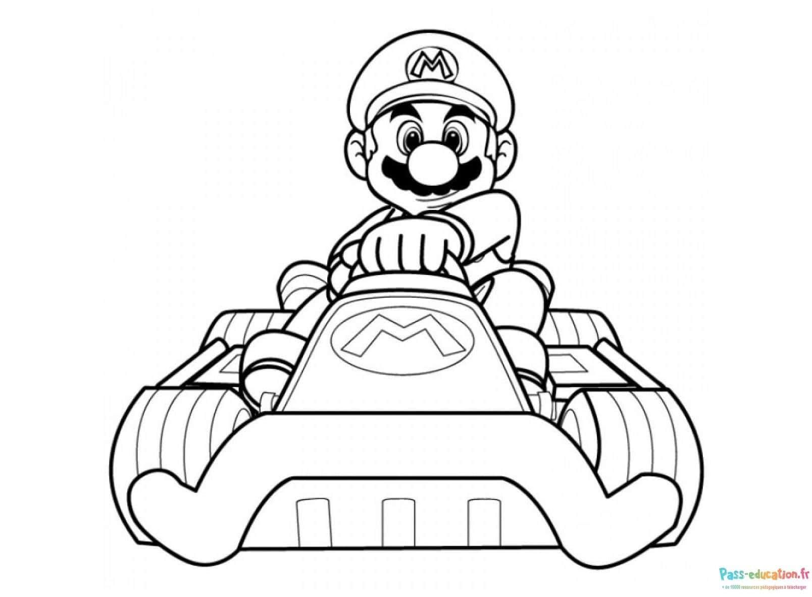 Coloriage Mario en kart à imprimer et colorier